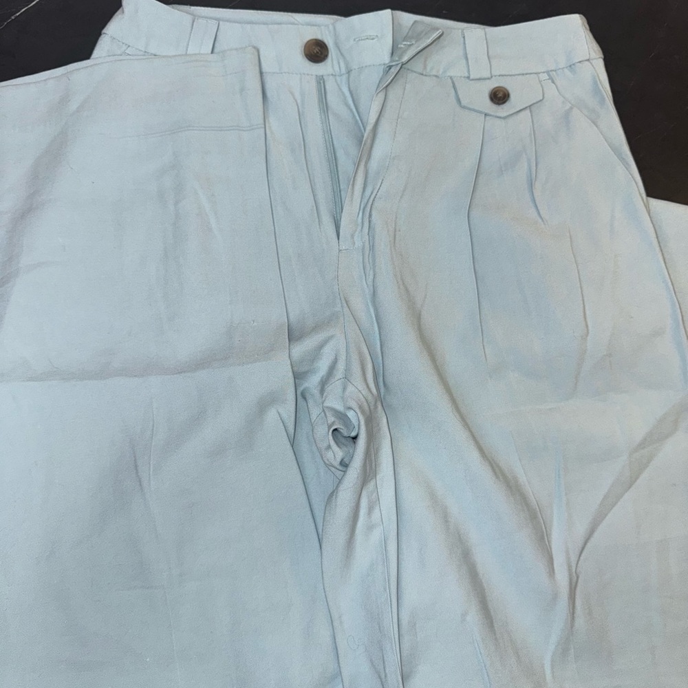 Light Blue Pleated Trousers